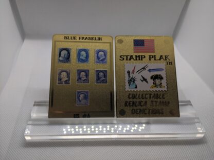 Blue Franklin front and back of Stamp Plak photo