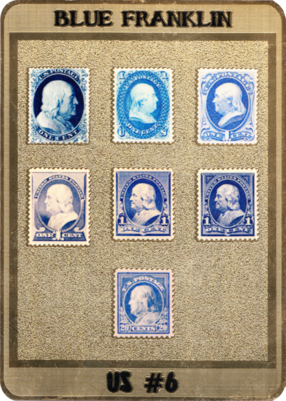 Scanned Blue Franklin front of Stamp Plak