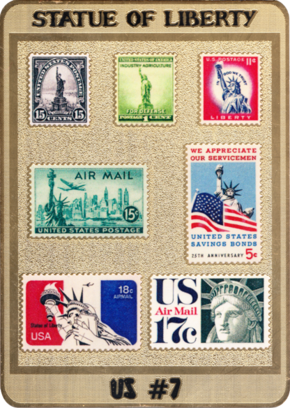 Scanned Statue Of Liberty front of Stamp Plak